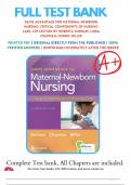 Test Bank For Davis Advantage for Maternal Newborn Nursing: Critical Components of Nursing Care, 4th Edition By Roberta Durham (), 9781719645737, Chapter 1-19 All Chapters with Answers and Rationals