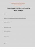 Land Law SBAQs Exam Questions With Correct Answers.