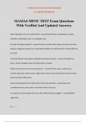 MAMAS MENU TEST Exam Questions With Verified And Updated Answers.