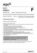 2024 AQA GCSE FRENCH FOUNDATION LISTENING PAPER 1 TEST TRANSCRIPT