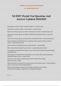 NJ DMV Permit Test Questions And Answers Updated 2024/2025