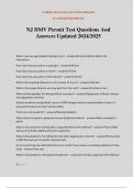 NJ DMV Permit Test Questions And Answers Updated 2024/2025