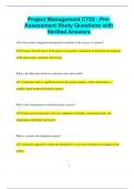 Project Management C722 - Pre- Assessment Study Questions with  Verified Answers