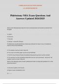 Phlebotomy NHA Exam Questions And Answers Updated 2024/2025