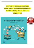 TEST BANK For Consumer Behaviour:  Buying, Having, and Being, Canadian Edition,  9th Edition, 2024 by Michael R. Solomon  Chapters 1 - 15