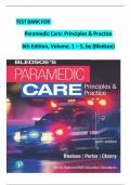 TEST BANK FOR  Paramedic Care: Principles & Practice 6th Edition, Volume. 1 – 5, by (Bledsoe)