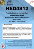 HED4812 Final Reflective Journal Exit Assessment (COMPLETE ANSWERS) 2024 - DUE 7 January 2025