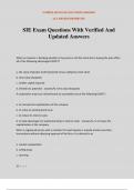 SIE Exam Questions With Verified And Updated Answers