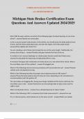 Michigan State Brakes Certification Exam Questions And Answers Updated 2024/2025