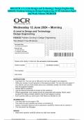 2024 OCR A Level in Design and Technology: Design Engineering H404/02 Problem Solving in Design Engineering JUNE Question Paper and Mark Scheme MERGED