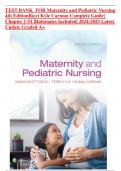 Test Bank For Maternity and Pediatric Nursing 4th Edition Ricci Kyle Carman Complete Guide| All Chapters 1-51 |Rationales Included| Newest Version 2024/2025|Graded A+