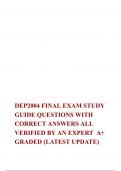   DEP2004 FINAL EXAM STUDY GUIDE QUESTIONS WITH CORRECT ANSWERS ALL VERIFIED BY AN EXPERT  A+ GRADED (LATEST UPDATE)