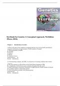 Test Bank For Genetics; A Conceptual Approach, 7th Edition (Pierce, 2024), Chapter 1-26 | isbn 9781319216801 A+