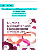 Test Bank for Nursing Delegation and Management of Patient Care 3rd Edition by Kathleen Motacki, All Chapters Covered, A+ guide. ISBN:9780323625463