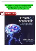 Test Bank for Brain and Behavior An Introduction to Biological Psychology,4th Edition Bob Garrett’s Test Bank Fully Covered Complete Newest Version 