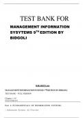 TEST BANK FOR Management Information Systems (MIS) 9th Edition BY Bidgoli A+