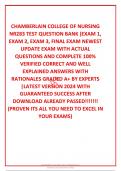 CHAMBERLAIN COLLEGE OF NURSING NR283 TEST QUESTION BANK (EXAM 1, EXAM 2, EXAM 3, FINAL EXAM NEWEST UPDATE EXAM WITH ACTUAL QUESTIONS AND COMPLETE 100% VERIFIED CORRECT AND WELL EXPLAINED ANSWERS WITH RATIONALES GRADED A+ BY EXPERTS |LATEST VERSION 2024 WI