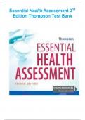 TEST BANK FOR ESSENTIAL HEALTH ASSESSMENT {2ND EDITION } by THOMPSON| Answers at The End Of Each Chapter| Latest Update 2024