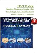 TEST BANK For Operations and Supply Chain Management, 11th Edition by Roberta S. Russell, Bernard W. Taylor, Verified Chapters 1 - 17, Complete Newest Version