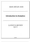 (D491) DTAN 3100 Introduction to Analytics - Latest FA Review Q & S 2024