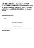 ATI MED SURG FINAL EXAM 2024 NEWEST ACTUAL EXAM COMPLETE 150 QUESTIONS WITH DETAILED VERIFIED ANSWERS (100% CORRECT ANSWERS ) / ALREADY GRADED A+ // BRAND NEW!!