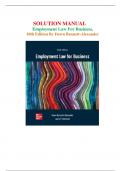 SOLUTION MANUAL For Employment Law for Business, 10th Edition by Dawn Bennett-Alexander, ||Verified Chapters 1 - 16|| Complete Solutions