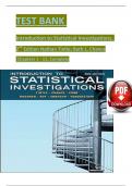 Introduction to Statistical Investigations, 2nd Edition TEST BANK by Nathan Tintle; Beth L. Chance, Verified Chapters 1 - 11, Complete Newest Version