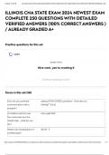 ILLINOIS CNA STATE EXAM 2024 NEWEST EXAM COMPLETE 250 QUESTIONS WITH DETAILED VERIFIED ANSWERS (100% CORRECT ANSWERS ) / ALREADY GRADED A+