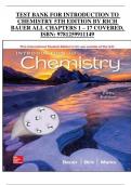 TEST BANK FOR INTRODUCTION TO  CHEMISTRY 5TH EDITION BY RICH  BAUER ALL CHAPTERS 1 – 17 COVERED,  ISBN: 9781259911149