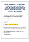 SALESFORCE ADMIN TEST FINAL EXAM |  NEWEST ACTUAL EXAM COMPLETE  ACCURATE QUESTIONS AND DETAILED  VERIFIED ANSWERS GRADED A+ | 100%  VERIFIED | 2024 UPDATE!!!