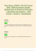 Final Exam: NR503 / NR 503 (Latest 2025 / 2026) Population Health, Epidemiology & Statistical Principles | Questions and Answers | 100% Correct | Grade A - Chamberlain