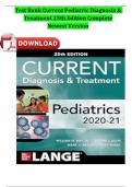 CURRENT Diagnosis & Treatment Pediatrics, Twenty-Fifth Edition (Current Pediatric Diagnosis & Treatment) 25th Edition Test Bank Fully Covered Latest Newest Version 