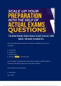 CA Real Estate State Exam Crash Course/ 682 Q&A/ Already Graded A+. 