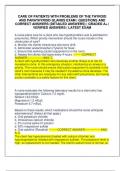 CARE OF PATIENTS WITH PROBLEMS OF THE THYROID AND PARATHYROID GLANDS EXAM | QUESTIONS AND CORRECT ANSWERS (DETAILED ANSWERS) | GRADED A+ | VERIFIED ANSWERS | LATEST EXAM