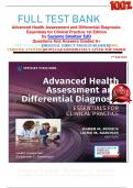     FULL TEST BANK Advanced Health Assessment and Differential Diagnosis: Essentials for Clinical Practice 1st Edition by Suzanne Smeltzer EdD Questions And Answers Graded A+     