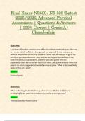 Final Exam: NR509 / NR 509 (Latest 2025 / 2026) Advanced Physical Assessment | Questions & Answers | 100% Correct | Grade A - Chamberlain