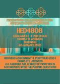 HED4808 ASSIGNMENT 4 PORTFOLIO 2024 ANSWERS /// 22 JANUARY 2024///