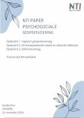 NTI paper Psychosociale gespreksvoering 2024 - Gespreksverslag, ethische dillema's, reflectieverslag. Geslaagd cijfer 9!