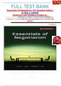                              FULL TEST BANK Essentials Of Negotiation, 4th Canadian Edition  by Roy J. Lewicki Questions And Answers Graded A+     