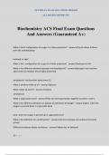 Biochemistry ACS Final Exam Questions And Answers (Guaranteed A+)