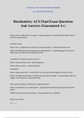 Biochemistry ACS Final Exam Questions And Answers (Guaranteed A+)