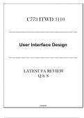 (C773) ITWD 3110 ( User Interface Design ) Latest FA Review Q & S 2024