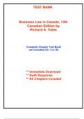 Test Bank for Business Law in Canada, 13th Canadian Edition by Yates (All Chapters included)