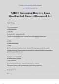 ABRET Neurological Disorders. Exam Questions And Answers (Guaranteed A+)