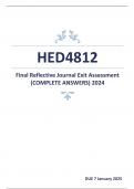 HED4812 Final Reflective Journal Exit Assessment (COMPLETE ANSWERS) 2024 - DUE 7 January 2025