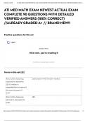 ATI MED MATH EXAM NEWEST ACTUAL EXAM COMPLETE 90 QUESTIONS WITH DETAILED VERIFIED ANSWERS (100% CORRECT) //ALREADY GRADED A+ // BRAND NEW!!