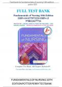 Test bank for Fundamentals of Nursing 10th Edition by Patricia A. Potter, Anne Griffin Perry, Patricia A. Stockert, Amy Hall ISBN 9780323677721 Chapter 1-50 | Complete Guide A+