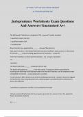 Jurisprudence Worksheets Exam Questions And Answers (Guaranteed A+)