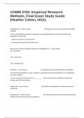 COMM 3700: Empirical Research Methods, Final Exam Study Guide (Heather Cohen, UGA) Verified And Accurate For Guaranteed Pass| Graded A+.