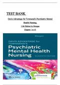 Test Bank for Davis Advantage for Townsend's Psychiatric Mental Health Nursing, 11th Edition by Karyn I. Morgan All Chapters included Latest 2024 ISBN: 9781719648240 Newest Version Pdf